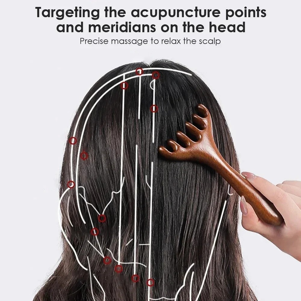 6-Claw Head Massager Wooden Meridian Massage Comb Body Gua Sha Tool -static Promote Blood Circulation Cepillo Para Cabello 260127