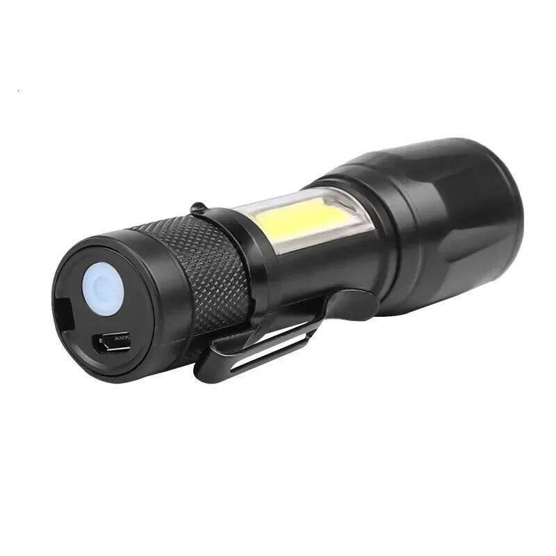 Mini LED COB+XPE Portable Torch USB Charging Camping Lantern Zoomable Focus Light Tactical Flashlight with Pen Clip H260131