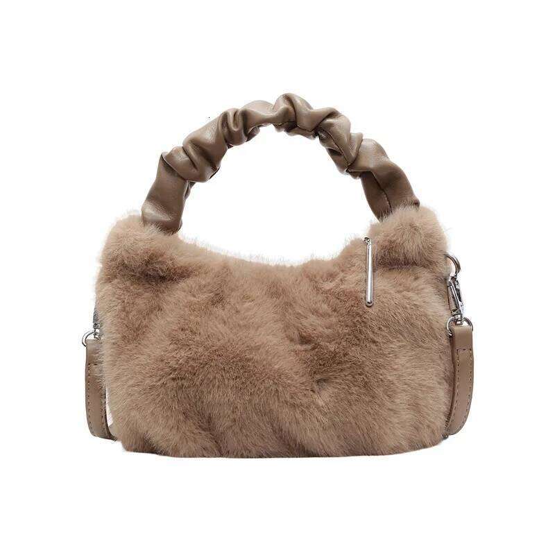 Winter Fluffy Plush Crossbody for Women New Fuzzy Fur Bucket Cute Soft Animal Print Handbag Trendy Y2K Shoulder Bag XJ260131