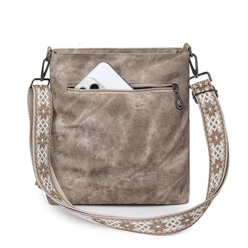 Retro denim PU single-shoulder - Large capacity, fashionable fringed women's crossbody bag with multiple pockets, suitable f