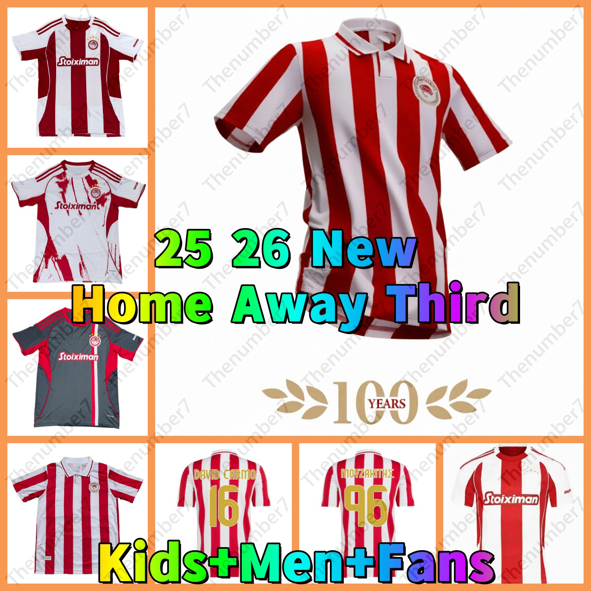 2025 2026 Olympiacos Centenary Edition Soccer Jerseys EL KAABI GELSON.M VELDE MASOURAS VALBUENA MOUZAKITIS Olympiakos 2026 Piraeus home Away Third football shirt