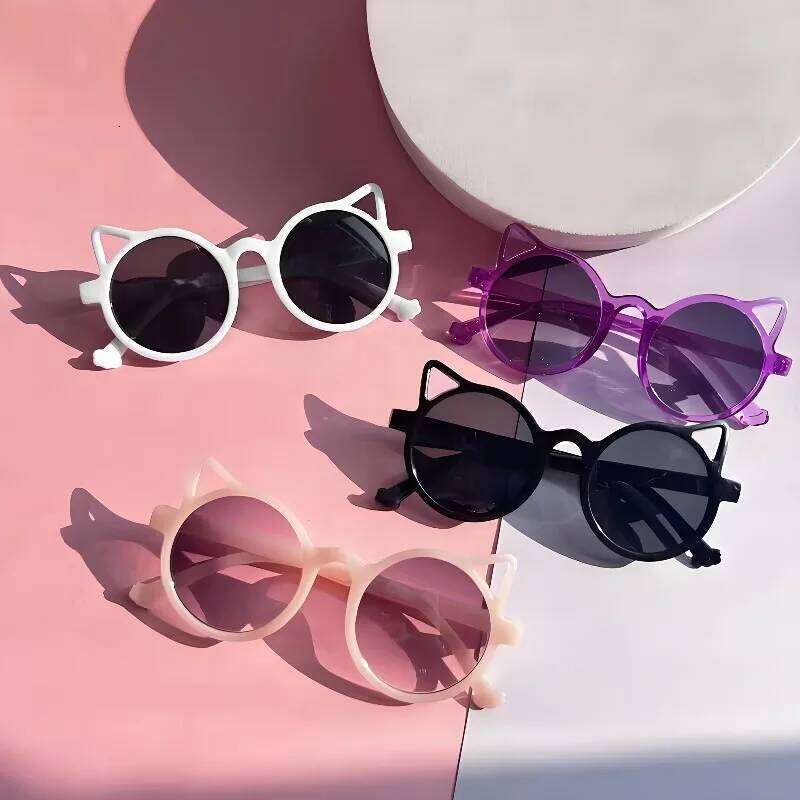 4pcs Cute and fashionable Cat's ears shaped children's glasses are suitable for daily wear H260130