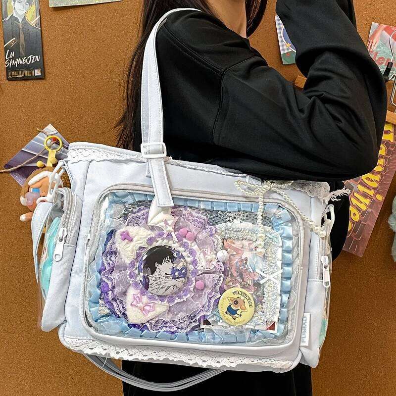 Japan Style Ins New Crossbody Candy Color Kawaii Girl Transparent Bar Pain Fashion Lace Lightweight Women Shoulder Bag XJ260131