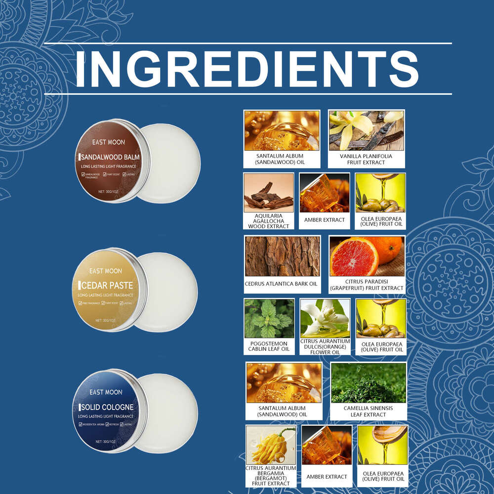 East Moon Sandalwood Men's Charm Solid Fresh and Natural Portable Long-lasting Fragrance Balm S260131