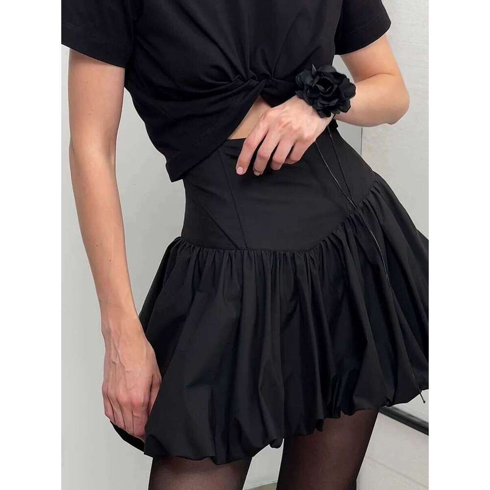 New Women Summer Bubble Casual Solid Color High Waist Mini Skirt for Beach Vacation Club Streetwear Aesthetic Clothes XJ260131