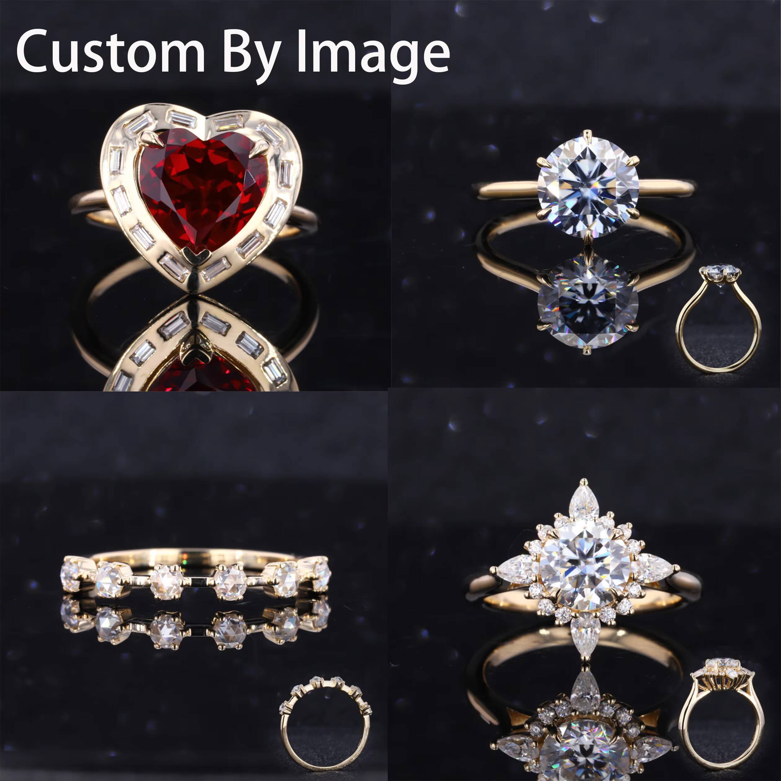 Starsgem 18K Yellow Joyeria De Oro 85mm 25ct Grey Moissanite Engagement Ring