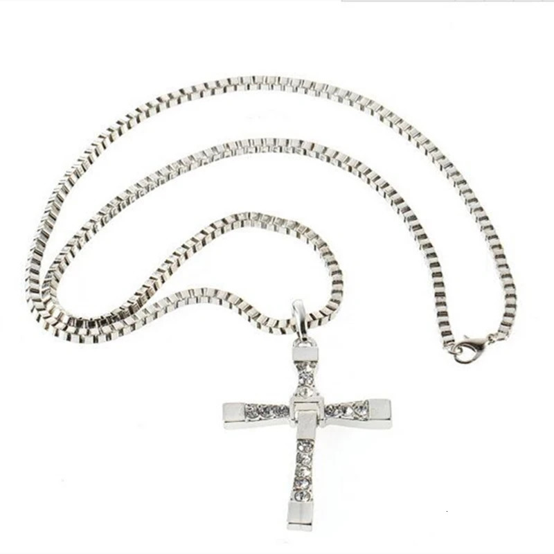 Sell The Movie Fast and Furious Pendant Necklace Dominic Toretto Cross Mens Pendants For Men Jewelry Crystal 260128