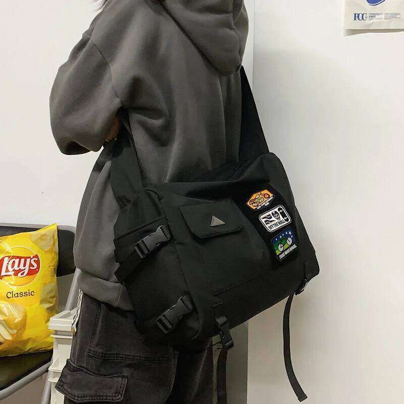 Shopper Nylon Shoulder Gothic Black Crossbody Messenger Tote Bags For Men Women's Hip Hop Techwear Satchel Waist Goth Postman XJ260131