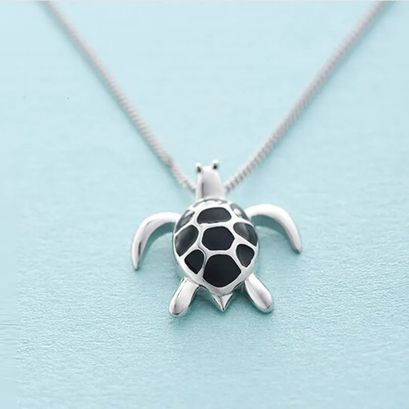 Buyee 925 Sterling Silver Female Big Pendant Chain Cute Turtle Sweet Necklace for Women Unique Fashion Animal Fine Jewelry 260128