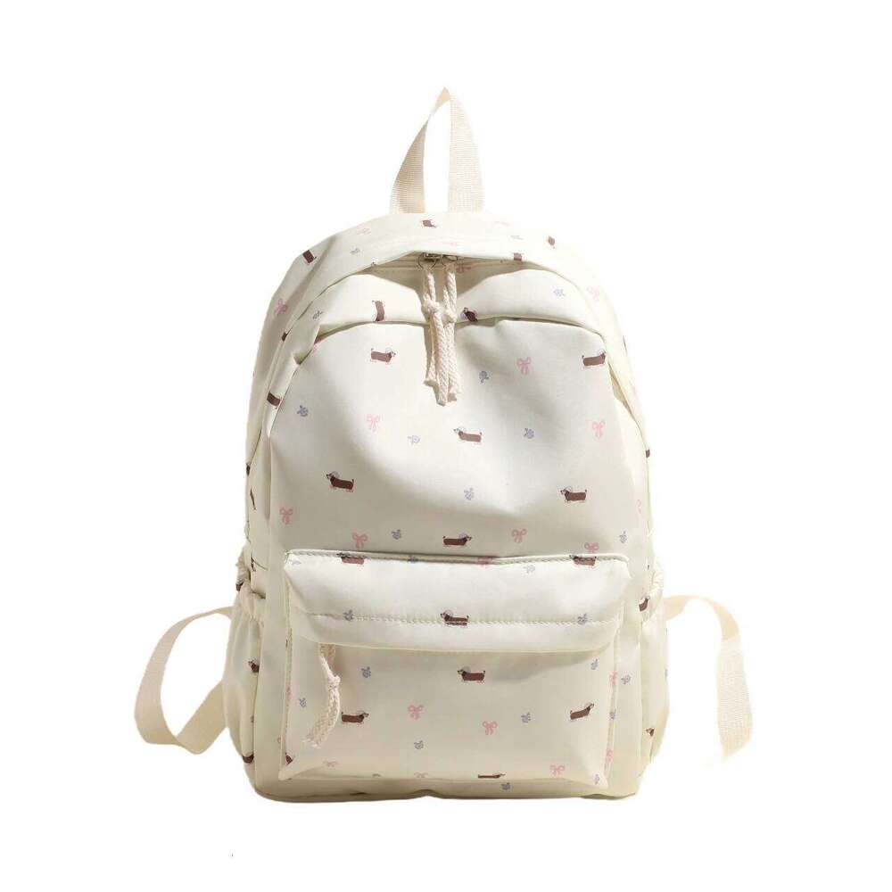 New cute Japanese puppy backpack girls; floral rucksack for middle and high school students