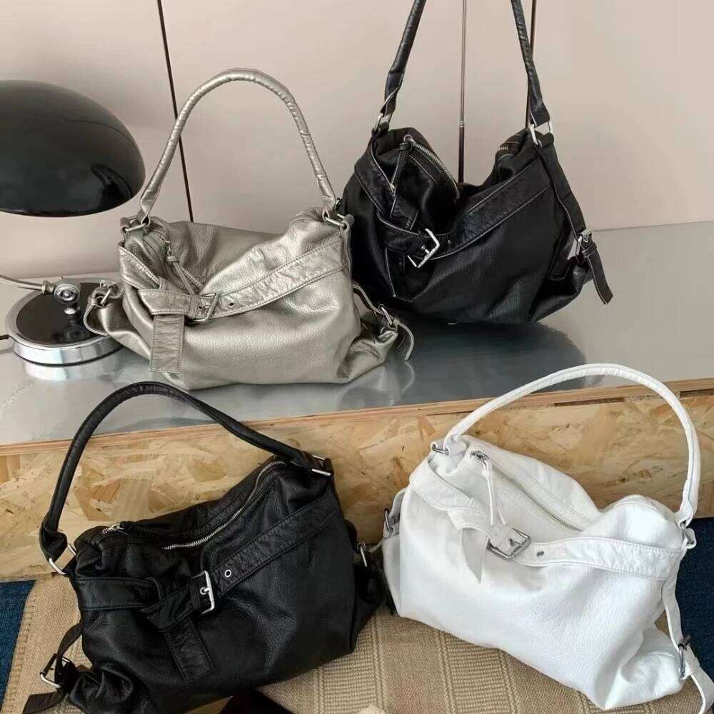 Retro Waed Leather Tote Women's Crossbody Shoulder Bag Large Capaci Motorcycle Sle Spring 2025 Fashion Trend Handbags XJ260130