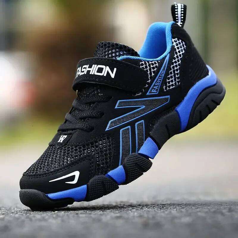 New Children Sports Mesh Running Shoes Kids Breathable Velcro Anti-slip Boy Fashion Soft Bottom Sneakers Y260128