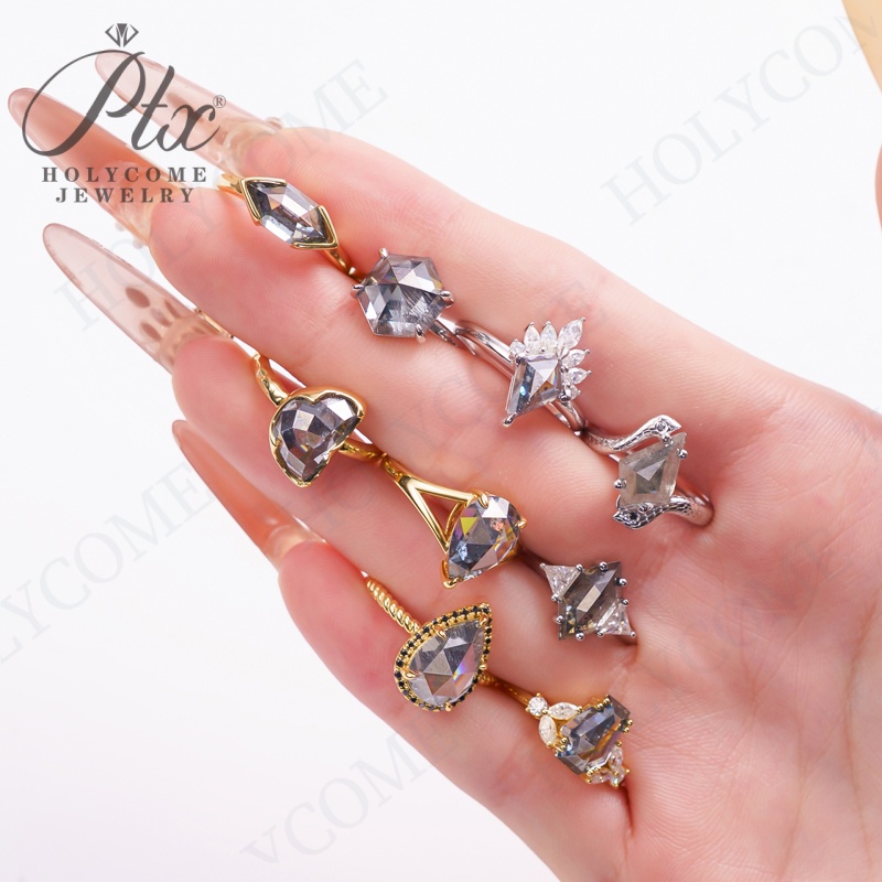 925 Sterling Silver Vintage Classic Gorgeous Gray Moissanite Ring for Women Engagement Wedding Luxury High Quality Fine Jewelry