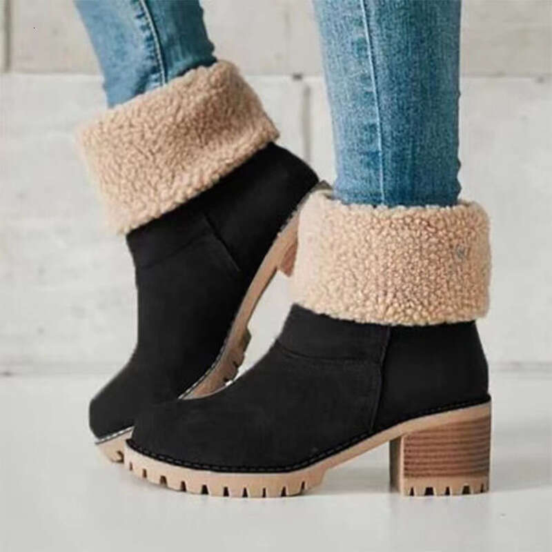 new boot designer women snow boots designer heels new autumn winter mid calf thick heel womens shoes fleece orange red gray light brown black cotton s
