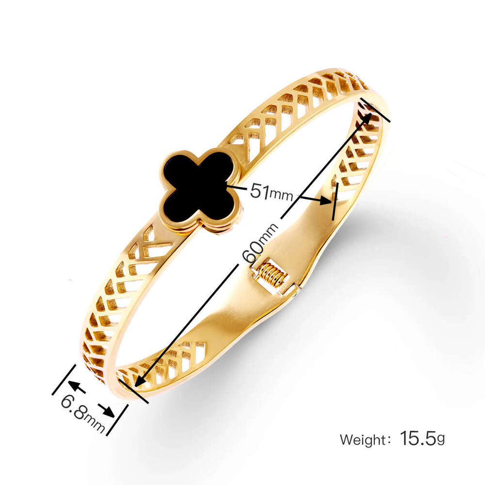 designer bracelet European and American Cross-Border Wholesale Shell Simple High-End Feel Non-Fading Jewelry Women's Gold Four-Leaf Clover Titani