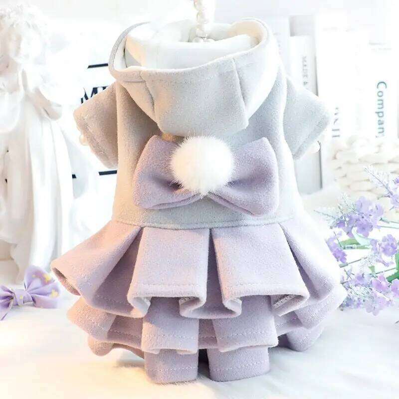 Clothes Autumn/Winter Thick Cat Princess Cotton Coat Woolen Cake Skirt Small Dog Teddy Pet H260129