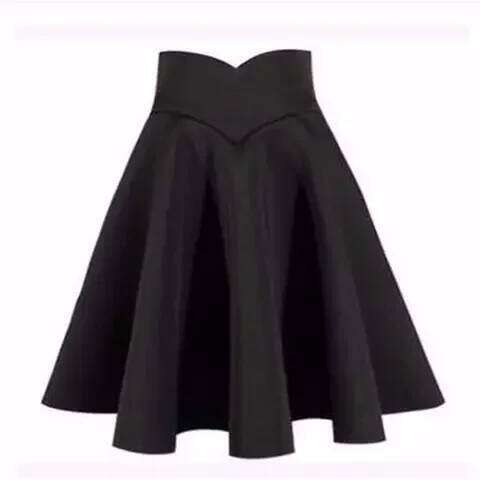 Black Large Size Expandable High Waist Pleated Puff Slim Skirt Woman Skirts Mujer Faldas Saias Mulher XJ260131