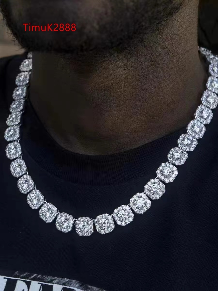 necklace bracelet moissanite diamond custom vvs cuban k chain s sier 8mm 12mm large tennis chain solid back hiphop fashion matching daily wear