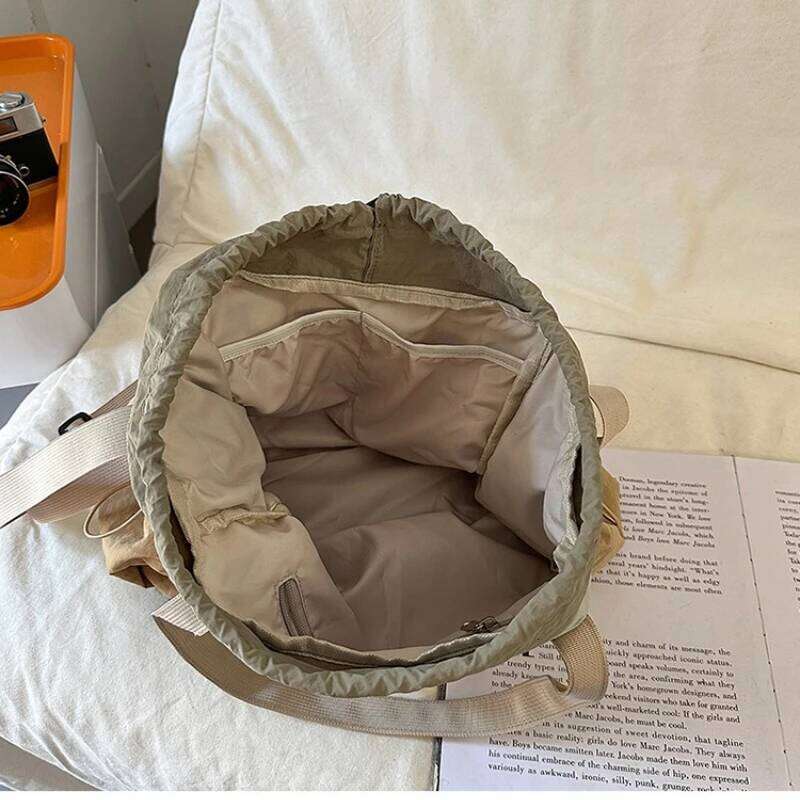 New Winter Texture Versalite Crossbody Bags Large Capacity Color Block Simple Bucket Lightweight Casual Fabric Shoulder Bag XJ260131