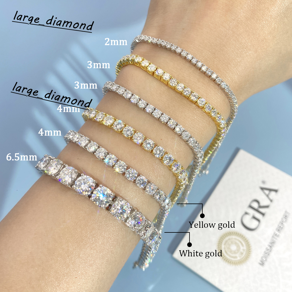 3mm 4mm 5mm Hip Hop Chain Bracelet Pass Diamond Tester Silver 925 Vvs Moissanite Tennis Chain Women Mens Bracelets