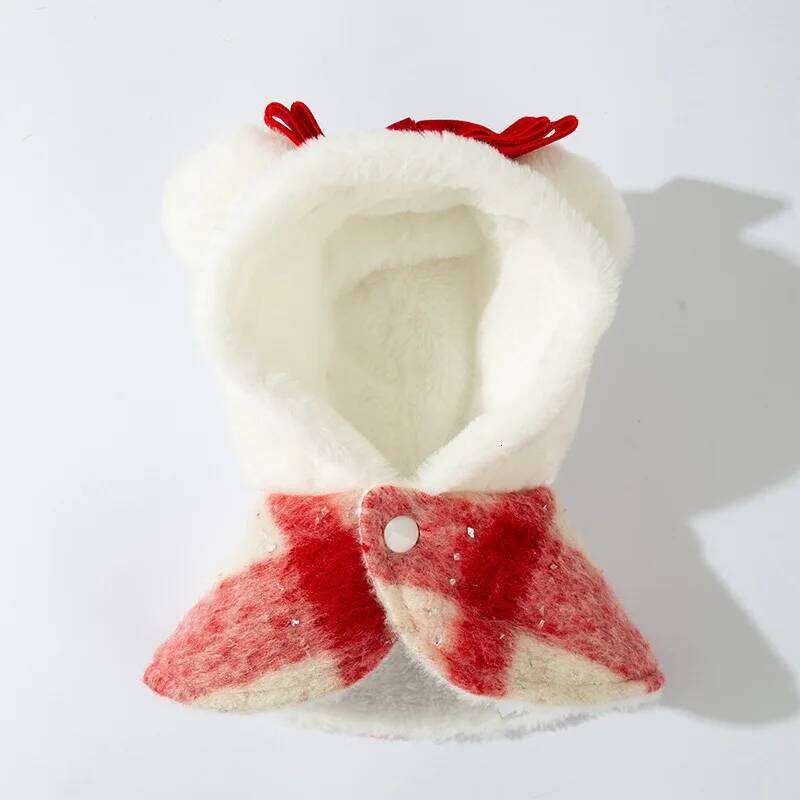 Pet Autumn and Winter Christmas Woolen Dress New Year Red Plaid Cat Coat Cloak Dog for Small Dogs Puppy Clothes H260130