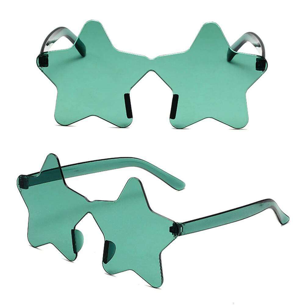 1Pc Frameless Star Shaped Solid Color Cosplay Eyewear Cool Disco Glasses For Women Men Fashion Pentagram Sunglasses H260130