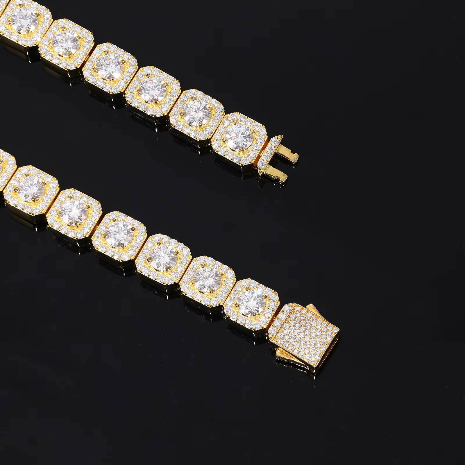 Luxury Diamond Crossing Yellow Gold Vvs Moissanite Tennis Bracelet Pass Diamond Tester 925 Sterling Silver Fashionable Bracelet