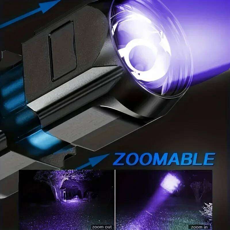 Portable UV Flashlight UV395NM Zoomable ABS Torch 3 Modes Camping Ultraviolet Flashlights For Pet Stacks Fluorescent Detection H260131
