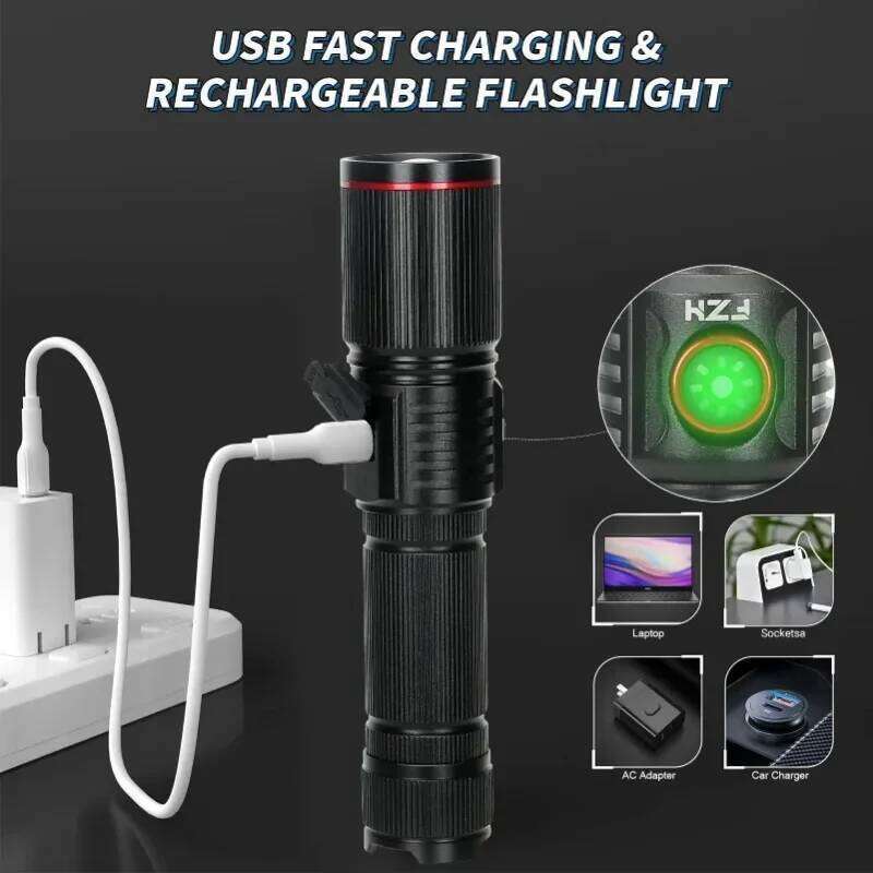 Portable Powerful White Laser LED Flashlight Tactical Zoom Torch USB Rechargeable 18650 Battery Camping Fishing Lantern H260131