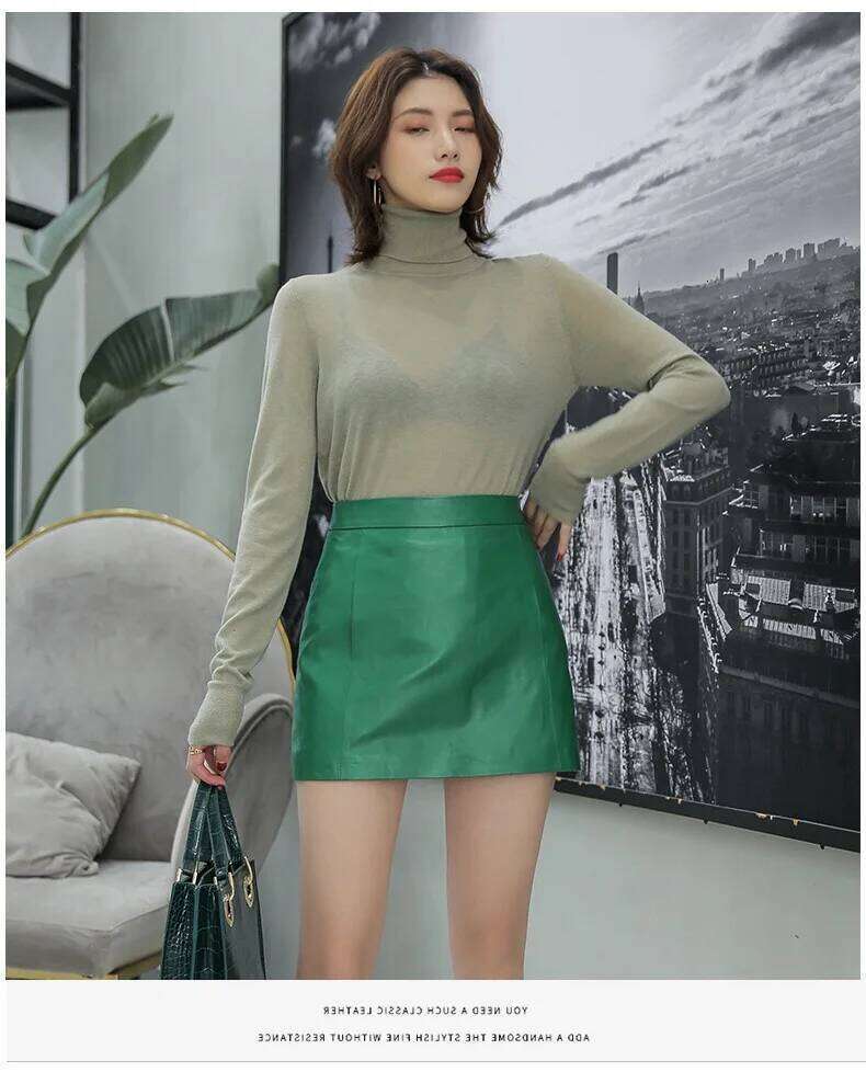 Sheepskin Women 2024 Fashion New High Waist Spring Autumn Slim Mini Skirt Genuine Leather Shorts Boots Y2k XJ260131