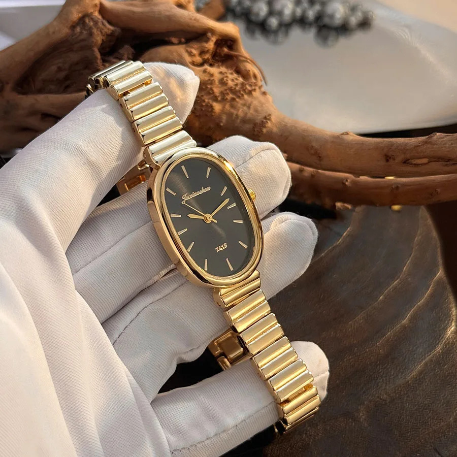 Golden Retro Fashion Ladies Oval Quartz Watch Elegant Small Gold Watch High-End Trendy Timepiece for Women 260126