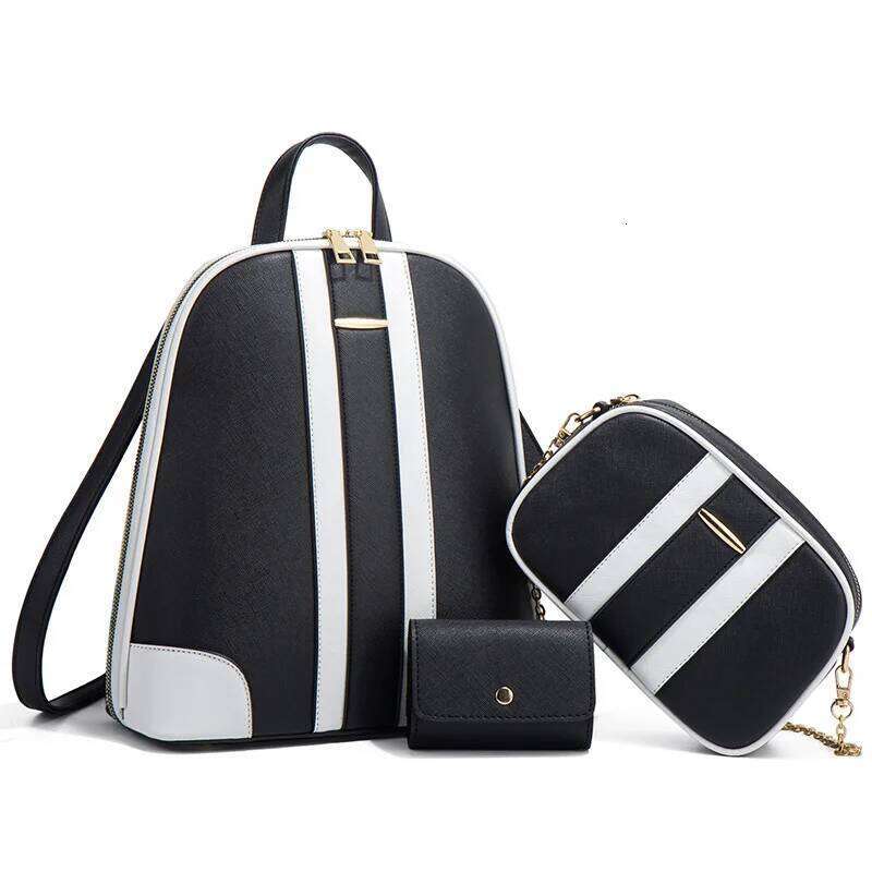 Women's mother-in-law three-piece set European and American vintage backpack travel bag coin purse