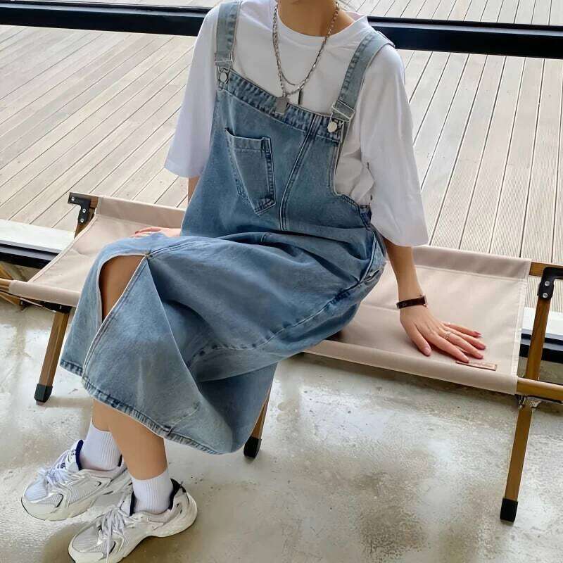 Spring Summer Denim Overall Dress Women Sleeveless Jeans Fashion Female Solid Slip Casual Loose Spaghetti Strap Dresses XJ260131