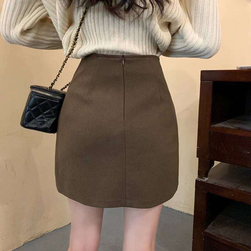 Skirts Women Design Korean Style All-match Lady Elegant Spring High Waist Slim Soft Streetwear Daily Retro Leisure Faldas XJ260131