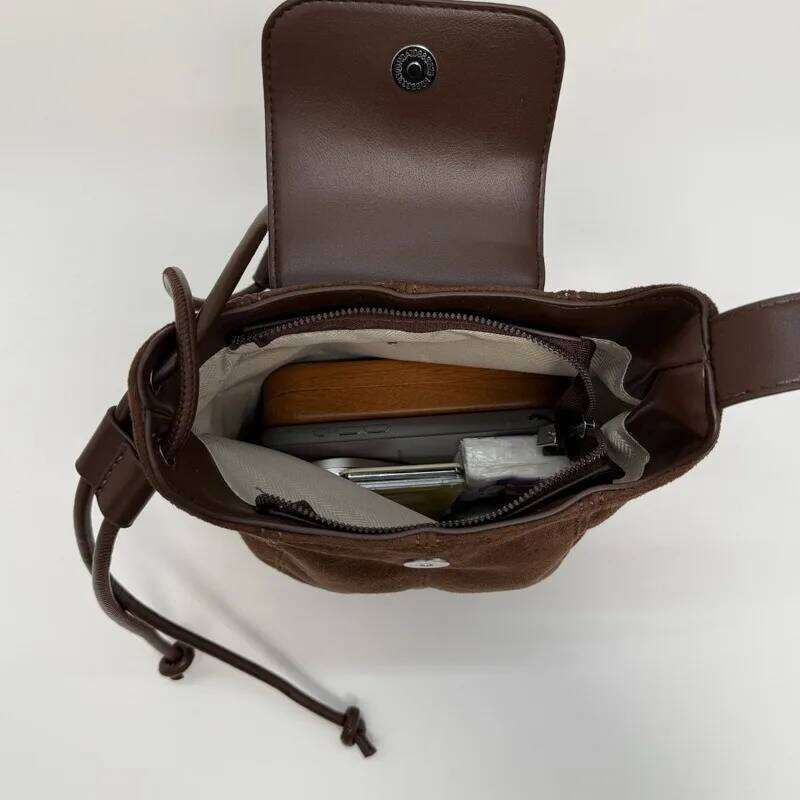 Niche pumpkin-shaped Instagram-inspired vintage suede crossbody Autumn/winter premium bucket bag for commuting XJ260131