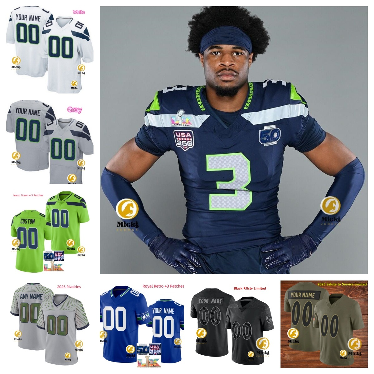Tory Horton Rashid Shaheed Jalen Sundell USA250 Football Jersey Drake Thomas 3 Nick Emmanwori 18 Elijah Arroyo Uchenna Nwosu Jerseys Custom Stitched