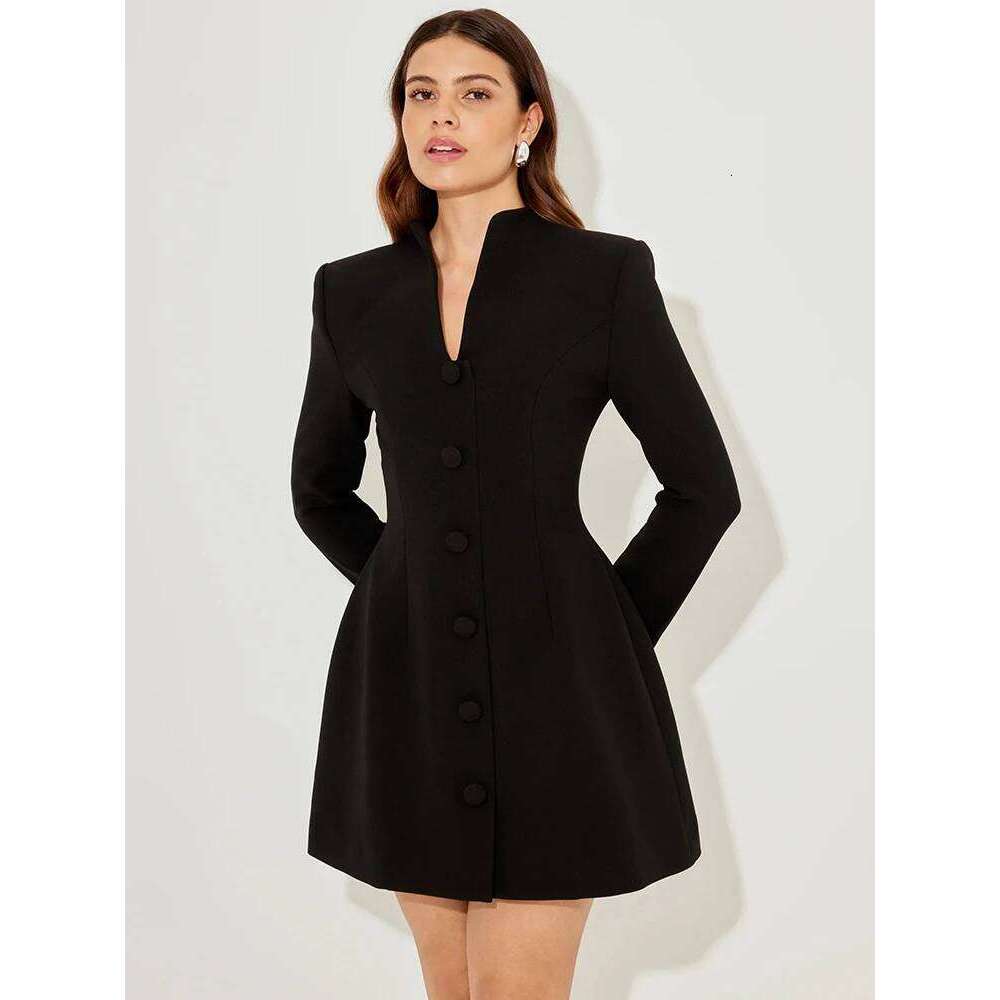 XIAOTANG Half Collar Long Sleeve Sexy Mini Dress Women Autumn Winter New Single-breasted High Waist Blazer Dresses Female XJ260131