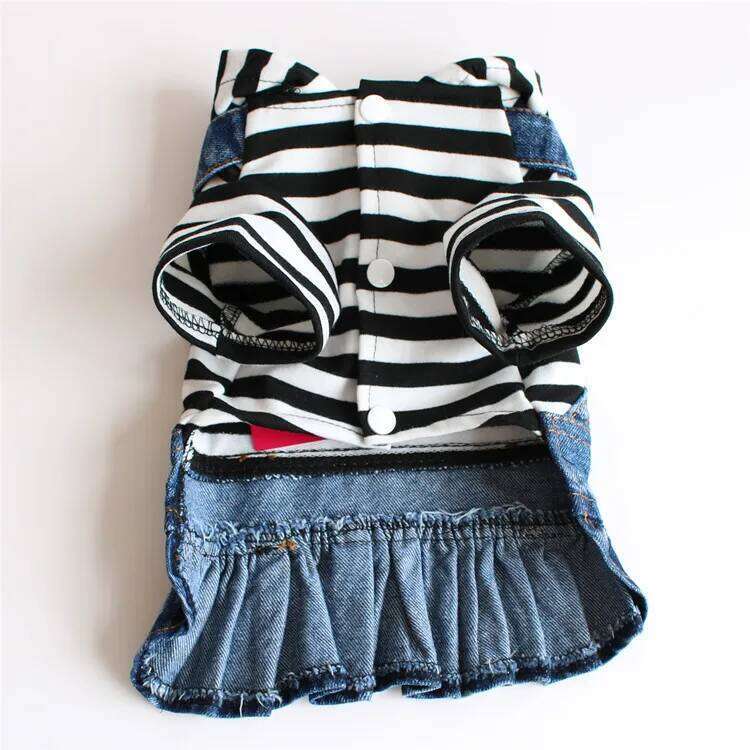 Suspender Spring Autumn Pet Clothes Winter Striped Denim Dress Dog Dresses for Small Dogs H260129
