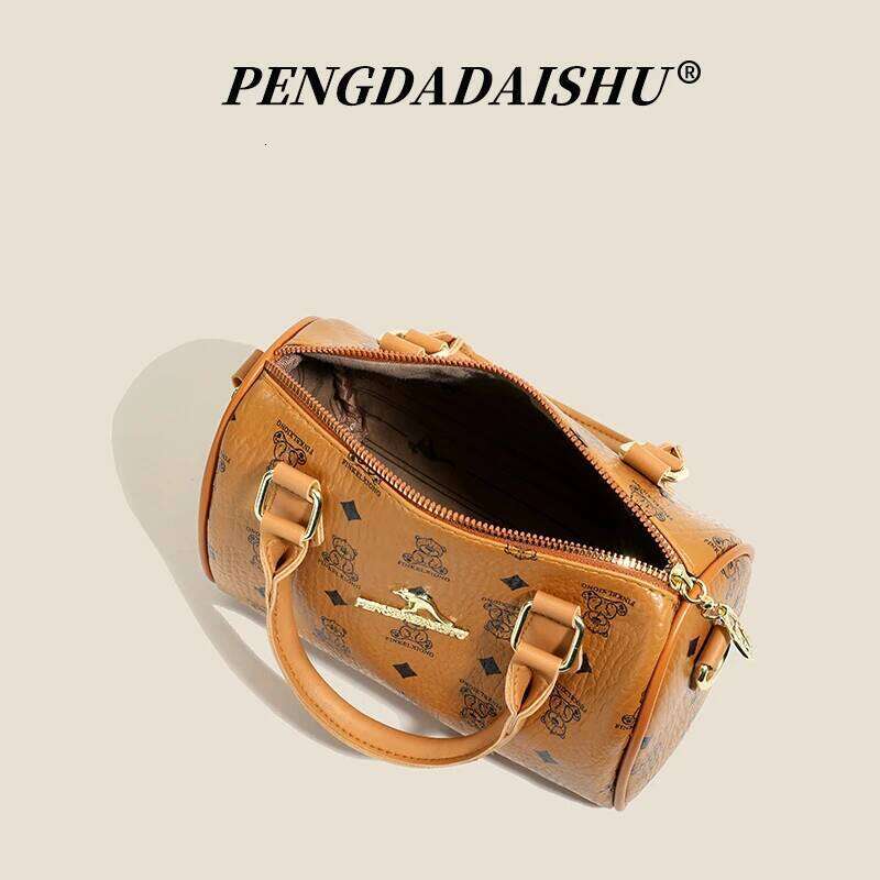 New Retro Printed Boston Handbag, Trendy Bags, Versatile Shoulder Bag, Pillow Bag