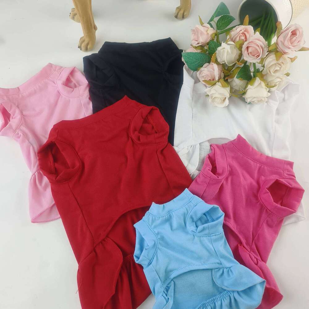 Tank Top Spring Summer Thin Model Skirt Small Dog Pets Teddy Bearish Schnauzer Cat Solid-Colored Clothes H260129