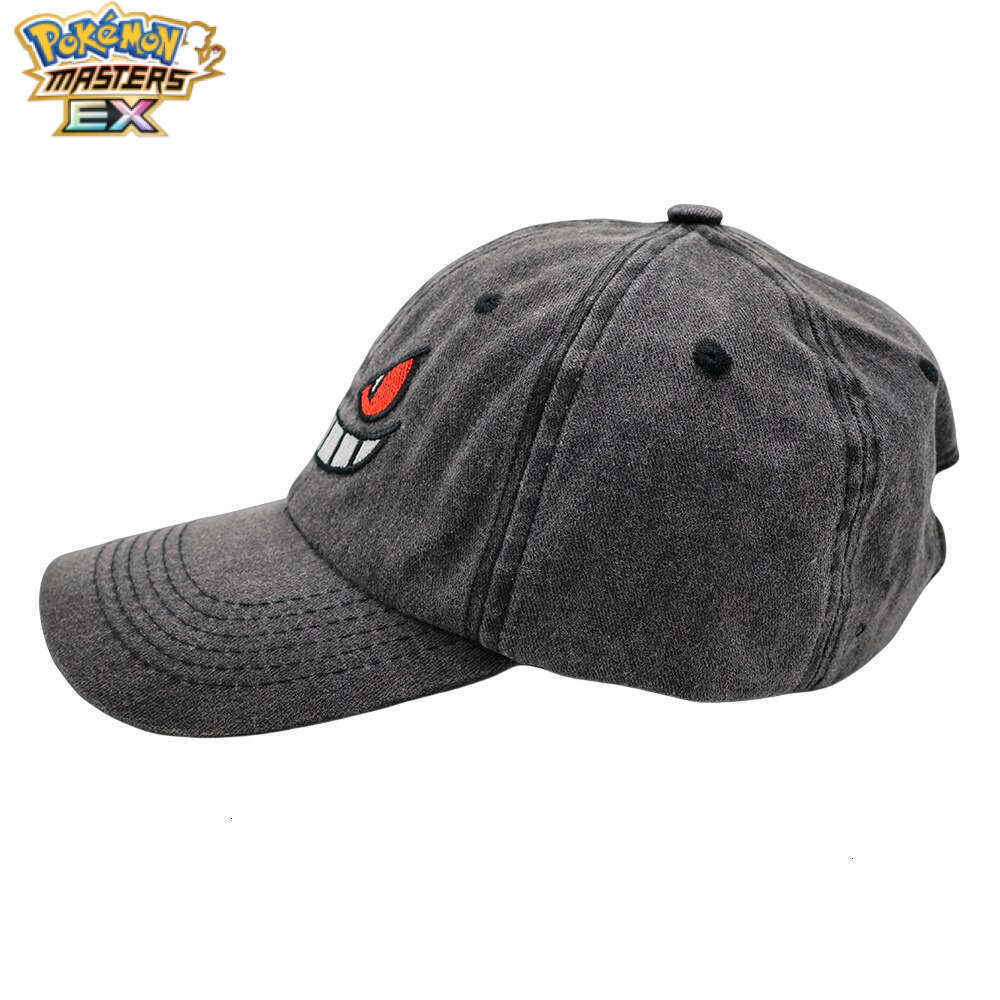 Cross-Border New Pokmon Gengar Embroidered Baseball Anime Cartoon Soft Top Washed Duckbill Cap Unisex Sun Hat L260131