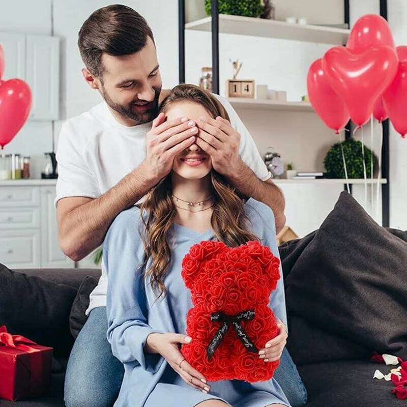 1Pcs LED Artificial Flower Eternal Rose Teddy Bear for Mom Mother's Birthday Valentine's Day Anniversary Gifts & Decoration Y260131