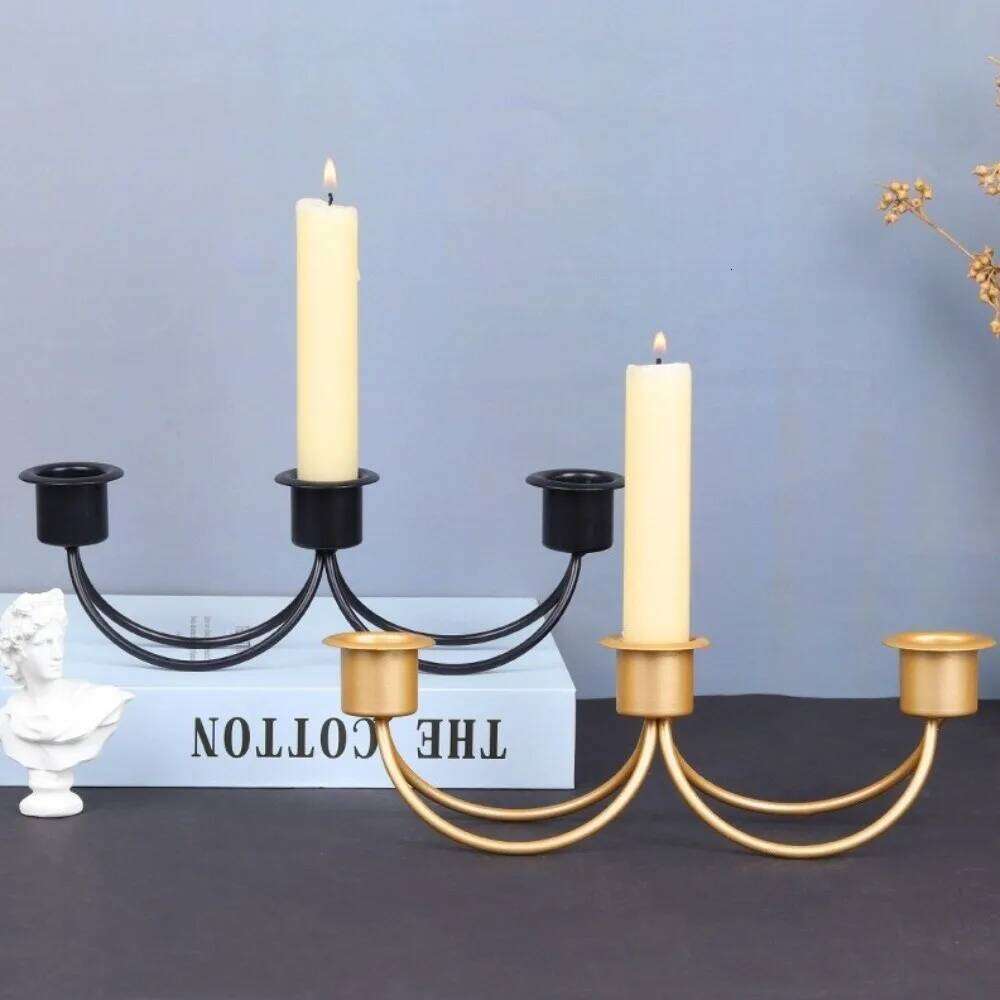 New Vintage Three Head Candlestick Minimalist Metal Stand Candle Holder Wedding Y260131