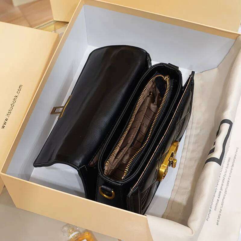 Women's genuine diamond grid handbag, women's 2023 new autumn and winter high-end designer crossbody shoulder bag