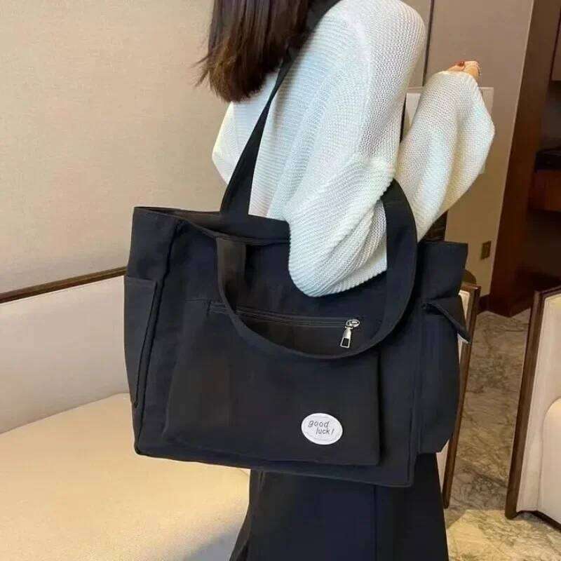 Women's Fashion Shoulder Class Large Capacity Student Tote 2024 New Canvas Commuter Handbag Women Bag