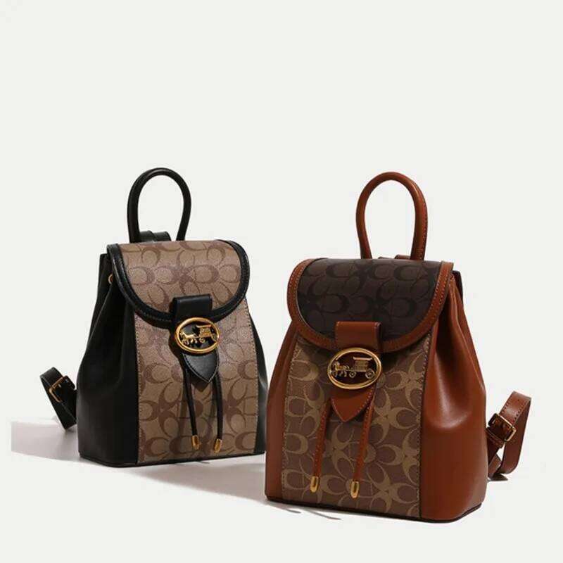 Women's handbag 2025 new fashionable contrasting color high-end feeling carriage large capacity backpack for women