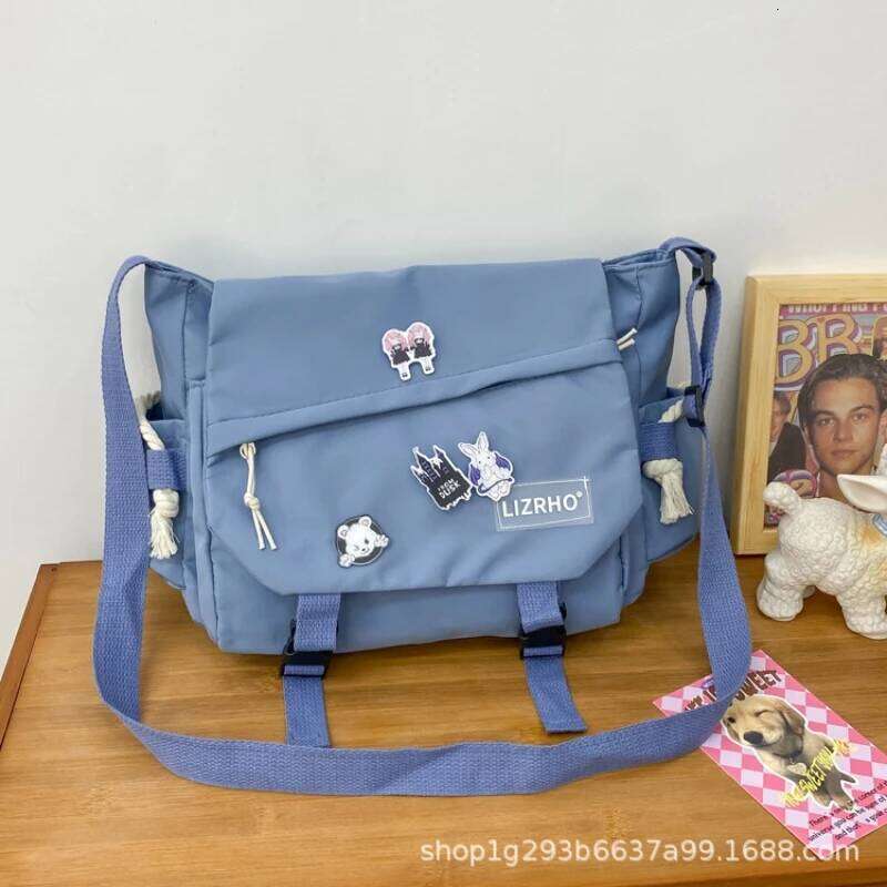 Tide Hundred Japanese Style Male College Students Riding Large Capacity Crossbody Women Class Commuter Bag Random Cute Badge