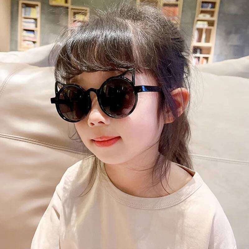 Kids Baby Girls Boys Cute Cartoon Animal Ears Glasses Outdoor Sun Protection Classic Vintage Children Sunglasses H260130