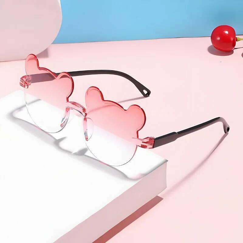 3PCS Boys and girls fashion Children's sunglasses Cute baby anti-ultraviolet bear ears cartoon rimless frame glasses H260130