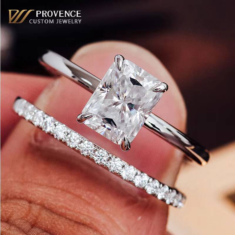 18k Solid Gold Diamond Ring Have Certified 4ct Radiant Cut Women Moissanite Ring Wedding Ring Set Daily Wear Couple Rings